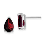 14k White Gold 9x Pear Garnet Checker Earrings