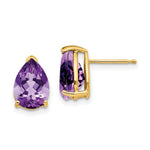14k 10x Pear Amethyst Earrings