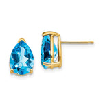 14k 10x Pear Blue Topaz Earrings