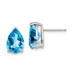 14k White Gold 10x Pear Blue Topaz Earrings