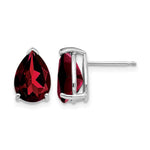 14k White Gold 10x Pear Garnet Post Earrings