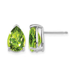 14k White Gold 10x Pear Peridot Post Earrings