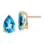 14k 12x Pear Blue Topaz Earrings