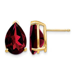 14k 12x Pear Garnet Post Earrings