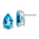 14k White Gold 12x Pear Blue Topaz Earrings