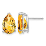 14k White Gold 12x Pear Citrine Stud Earrings