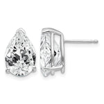 14k White Gold 12x Pear Cubic Zirconia Post Earrings