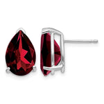 14k White Gold 12x Pear Garnet Post Earrings