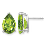 14k White Gold 12x Pear Peridot Stud Earrings