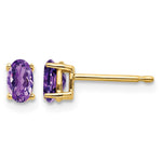 14k 5x Oval Amethyst Post Earrings