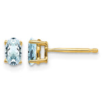 14k 5x Oval Aquamarine Post Earrings