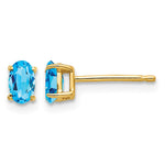 14k 5x Oval Blue Topaz Post Earrings