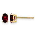 14k 5x Oval Garnet Post Earrings
