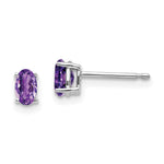 14k White Gold 5x Oval Amethyst Earrings