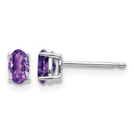 14k White Gold 5x Oval Amethyst Post Earrings