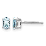 14k White Gold 5x Oval Aquamarine Post Earrings