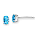 14k White Gold 5x Oval Blue Topaz Earrings