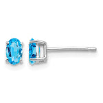 14k White Gold 5x Oval Blue Topaz Post Earrings
