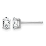 14k White Gold 5x Oval Cubic Zirconia Post Earrings