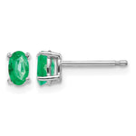 14k White Gold 5x Oval Emerald Post Earrings