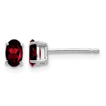 14k White Gold 5x Oval Garnet Post Earrings