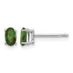 14k White Gold 5x Oval Green Tourmaline Post Earrings