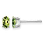 14k White Gold 5x Oval Peridot Stud Earrings