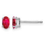 14k White Gold 5x Oval Ruby Post Earrings