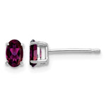 14k White Gold 5x Oval Rhodolite Garnet Stud Earrings