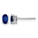 14k White Gold 5x Oval Sapphire Post Earrings