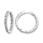 14k White Gold 7/8 carat A Diamond In/Out Hinged Hoop Earrings
