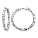 14k White Gold 1.9 carat AA Diamond In/Out Hinged Hoop Earrings