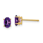 14k 6x Oval Amethyst Checker Earrings