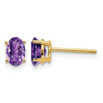 14k 6x Oval Amethyst Post Earrings