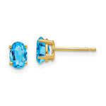 14k 6x Oval Blue Topaz Earrings