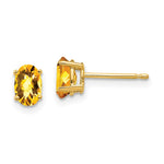 14k 6x Oval Citrine Checker Earrings