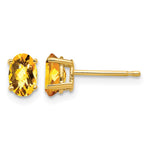 14k 6x Oval Checker-cut Citrine Post Earrings