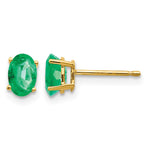 14k 6x Oval Emerald Post Earrings