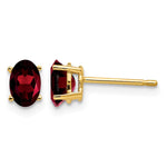 14k 6x Oval Garnet Post Earrings