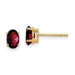 14k 6x Oval Garnet Checker Earrings