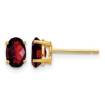 14k 6x Oval Checker-cut Garnet Post Earrings