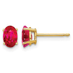 14k 6x Oval Ruby Post Earrings
