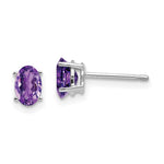 14k White Gold 6x Oval Amethyst Earrings