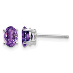 14k White Gold 6x Oval Amethyst Post Earrings