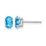 14k White Gold 6x Oval Blue Topaz Post Earrings