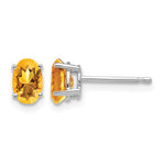 14k White Gold 6x Oval Citrine Stud Earrings