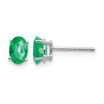 14k White Gold 6x Oval Emerald Post Earrings