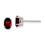 14k White Gold 6x Oval Garnet Earrings