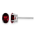 14k White Gold 6x Oval Garnet Post Earrings