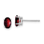 14k White Gold 6x Oval Garnet Checker Earrings